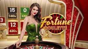 Live roulette table with spinning wheel and chips